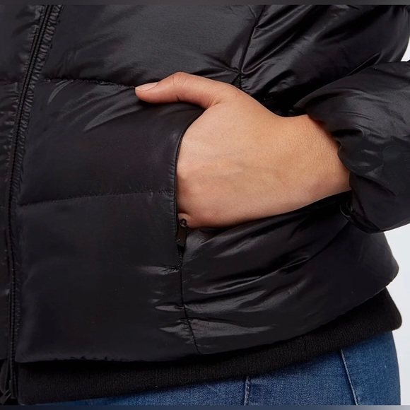 Nike Down Fill Puffer Jacket Asymmetrical Full Zip Hooded Black Size Small - Picture 14 of 15